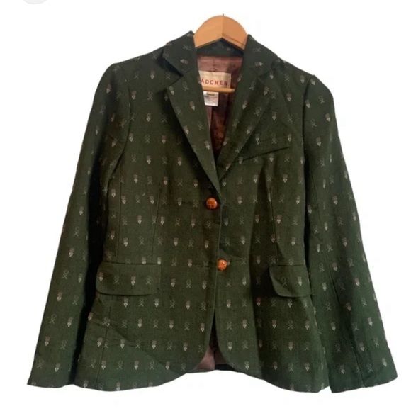 Anthropologie Madchen Wool Blend Forest Green Blazer Jacket Size Small - Picture 8 of 17